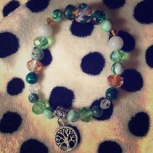 Green Crystal, Glass, Stone Bead HM Bracelet $20